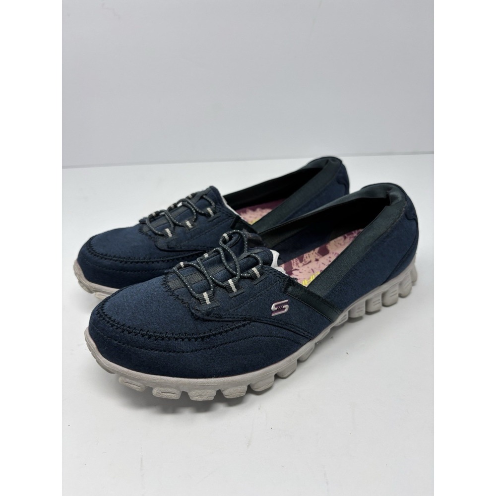 Skechers Women's 7.5 22832 Blue EZ Flex Flicker Flat Slip On Shoe Memory Foam